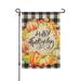 JOOCAR Pumpkin Wreath Fall Garden Flag Buffalo Plaid Check Yard Flag Fall Seasonal Holiday Decor Outdoor Decorations 12 x 18 in