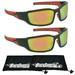 Bikershades Motorcycle Performance Sunglass Foam Padded Adult Male Mirror Orange Lens 2 Pairs