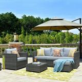 Ovios 6 Pieces Outdoor Patio Furniture Set All-Weather Patio Conversation Set Wicker Outdoor Sectional Sofa with Furniture Cover No Assembly Required