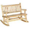 Outsunny 2 Person Outdoor Wooden Patio Rocking Bench Outdoor Rocker