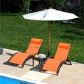 Arlopu Outdoor Patio Chaise Lounge Chair Set of 3 Aluminum Reclining Tanning Chair for Pool Beach Lawn 330lbs