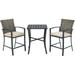 Patiojoy 3-Piece Patio Rattan Furniture Set Outdoor Bistro Set Cushioned Chairs & Table Set Gray