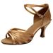iOPQO Women s high heels Girl Latin Dance Shoes Med-Heels Satin Shoes Party Tango Salsa Dance Shoes Knotted Latin Dance Shoes Brown 36