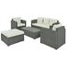 Seizeen Outdoor Wicker Rattan Furniture Set 5 pcs All Weather Versatile Outdoor Conversation Sofa Set With Beige Cushions