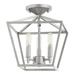 Morland Hollies 3 Light Semi-Flush Mount in Bailey Street Home Home Collection Style 10.25 inches Wide By 12 inches High-Classic Nickel Finish Bailey