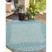 Unique Loom Tambor Indoor/Outdoor Modern Rug Light Aqua/Ivory 3 3 Round Lines Modern Perfect For Patio Deck Garage Entryway