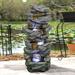 Cfowner 40 Waterfall Garden Fountain Outdoor Water Fountain with LED Lights Yard Decor