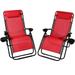 Sunnydaze Oversized Zero Gravity Chair with Pillow and Cup Holder - Set of 2 - Red