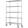 36 Deep x 48 Wide x 80 High 5 Tier Stainless Steel Wire Mobile Shelving Unit with 1200 lb Capacity