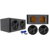 2) American Bass ELITE-1244 2400w 12 Car Subwoofers+Vented Sub Box Enclosure