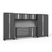 NewAge Products Bold Series Gray 6 Piece Cabinet Set Heavy Duty 24-Gauge Steel Garage Storage System Slatwall Included