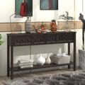 UBesGoo Rustic Console Table Sofa Table Entryway Table Side Desk Accent Table Buffet Sideboard with 4 Drawers and Storage Shelf for Hallway Living Room Bedroom Espresso Finish