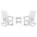 Flash Furniture Finn 3-Piece Adirondack Rocking Patio Chair and Side Table Set White