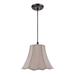 Aspen Creative 74008 One-Light Hanging Pendant Ceiling Light with Transitional Hexagon Scallop Bell Fabric Lamp Shade Taupe 12 width