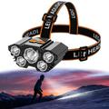 kitwin LED Headlamps 5 LED Headlight Adjustable Bright LED Work Headlight 1200mAh USB Rechargeable Headlamps IPX3 Waterproof Head Torch with 3 Mode for Hiking Camping Fishing Cycling Running