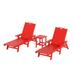 Bayport Outdoor 3PC HDPE Plastic Reclining Chaise Lounge/Table Set Red