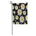 SIDONKU Yellow Daisy White Daisies and Circles on Pattern Dot Painting Black Garden Flag Decorative Flag House Banner 12x18 inch