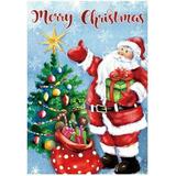 Santa Claus & Christmas Tree Garden Flag 12â€� x 18â€� Double Sided Yard Decor Christmas Decoration Outdoors Classroom Daycare Fundraiser Christmas Tree Lot