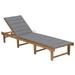 vidaXL Patio Lounge Chair with Cushion Folding Sunlounger Solid Acacia Wood