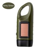 Fosen Hand Crank Solar Powered Flashlight Emergency Rechargeable LED Flashlight Survival Flashlight Quick Snap Carbiner Dynamo Flashlight Torch for Outdoor Sports Green