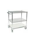 21 Deep x 30 Wide x 39 High 3 Tier Stainless Steel Shelf Cart with 2 Wire Shelf & 1 Solid Shelf