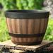 D-GROEE Rustic Style Plastic Whiskey Barrels Bucket Flower Planter Plant Pots Boxes Container Water Wishing Well Pail Patio Garden Backyard Primitive Planter Outdoor Indoor Home Decor