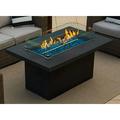 50 Rectangular Concrete Smokeless Fire Pit for Patio Table W/ Glass Guard and Crystals in Gray (50 Rectangular Gray Cobalt Blue)