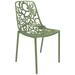 LeisureMod Devon Modern Aluminum Outdoor Dining Chair in Khaki Green