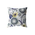 Flower Circles Broadcloth Indoor Outdoor Blown and Closed Pillow Navy Black Yellow Gray on White