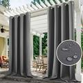 Rosnek Waterproof Outdoor Curtain Panels Blackout Window Curtain Drapes Patio Curtains Grommet for Lawn Garden Gazebo Porch Sun Room