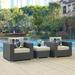 Modway Sojourn 3 Piece Outdoor Patio SunbrellaÂ® Sectional Set in Canvas Antique Beige