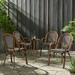 Cecil Aluminum and Wicker Outdoor French Bistro Chairs Set of 4 Black White and Brown Wood