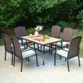 Sophia & William 7 Pieces Patio Dining Set Wicker Chairs & Umbrella Table