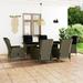 Carevas 7 Piece Patio Dining Set with Cushions Poly Rattan Brown