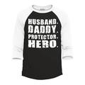 Shop4Ever Men s Husband Daddy Protector Hero Gift for Father Raglan Baseball Shirt XXX-Large Black/White