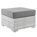 Modway Convene Rattan and Fabric Patio Ottoman in Light Gray