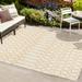 Ourika Moroccan Geometric Textured Weave Cream/Yellow 5 ft. x 8 ft. Indoor/Outdoor Area Rug