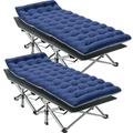 Set of 2 Folding Camping Cot 75 L x 28 W Tent Cot with 2 Sided Mattress & Carry Bag Heavy Duty Folding Bed Sleeping Cots Guest Beds