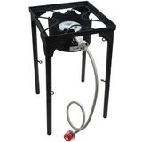 GasOne Propane Single Burner Camp Stove & Red QCC Steel Braided Regulator with Height Adjustable Leg