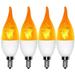4 Pack Fire LED Chandelier Light Bulb E27 Flickering Effect 3 Simulated Lighting Modes General/Breathing Emulation for Indoor Outdoor Home Hotel Bar Party Decoration Bent Tip