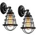 Industrial Wall Sconces Set of 2 Metal Wire Cage Vanity Light Vintage Wall Sconce Lighting Rustic Farmhouse Style Wall Lamp