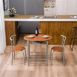 3 Pcs Dining Table and Chairs Set Simple Wood 3 Piece Dining Set Contemporary Dining Table Set with Two Stools Home Kitchen Breakfast Table
