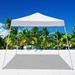 10 X 10 FT Pop-Up Slant Leg Canopy Tent Reinforced Steel Frame Commercial Instant Shelter with 3 Adjustable Heights Easy-Carrying Lightweight Canopy with Carry Bag White