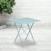 Emma + Oliver Commercial Grade 28 Square Sky Blue Indoor-Outdoor Steel Folding Patio Table