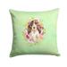 Carolines Treasures CK4412PW1414 Brown Parti Cocker Spaniel Green Flowers Fabric Decorative Pillow 14Hx14W multicolor