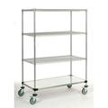 24 Deep x 36 Wide x 69 High 1200 lb Capacity Mobile Unit with 3 Wire Shelves and 1 Solid Shelf