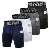4 Packs Men Compression Shorts Active Workout Underwear with Pocket