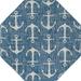 Unique Loom Ahoy Indoor/Outdoor Coastal Rug Blue/Ivory 5 3 Octagon Solid Print Beach/Nautical Perfect For Patio Deck Garage Entryway