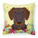 Carolines Treasures BB6129PW1414 Easter Eggs Wire Haired Dachshund Chocolate Fabric Decorative Pillow 14Hx14W