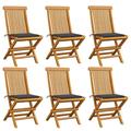 vidaXL Patio Chairs Outdoor Bistro Folding Chair with Cushions Solid Wood Teak